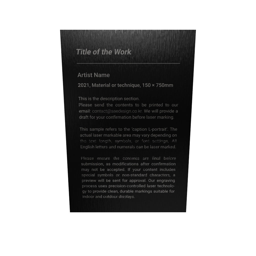 Stainless steel caption plate, black, 100×150mm from SIDE collection
