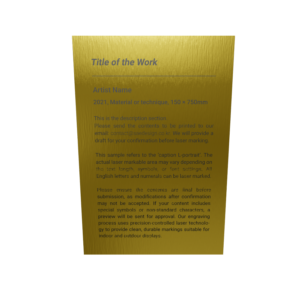 Stainless steel caption plate, gold, 100×150mm from SIDE collection
