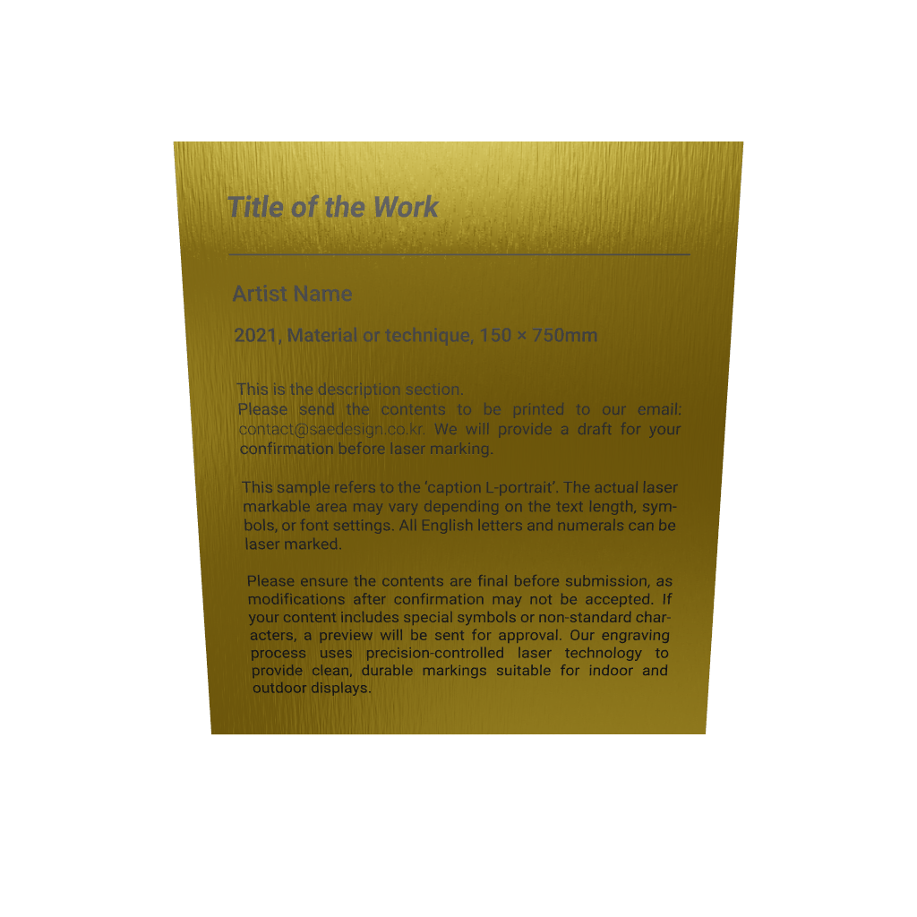 Stainless steel caption plate, gold, 130×150mm from SIDE collection
