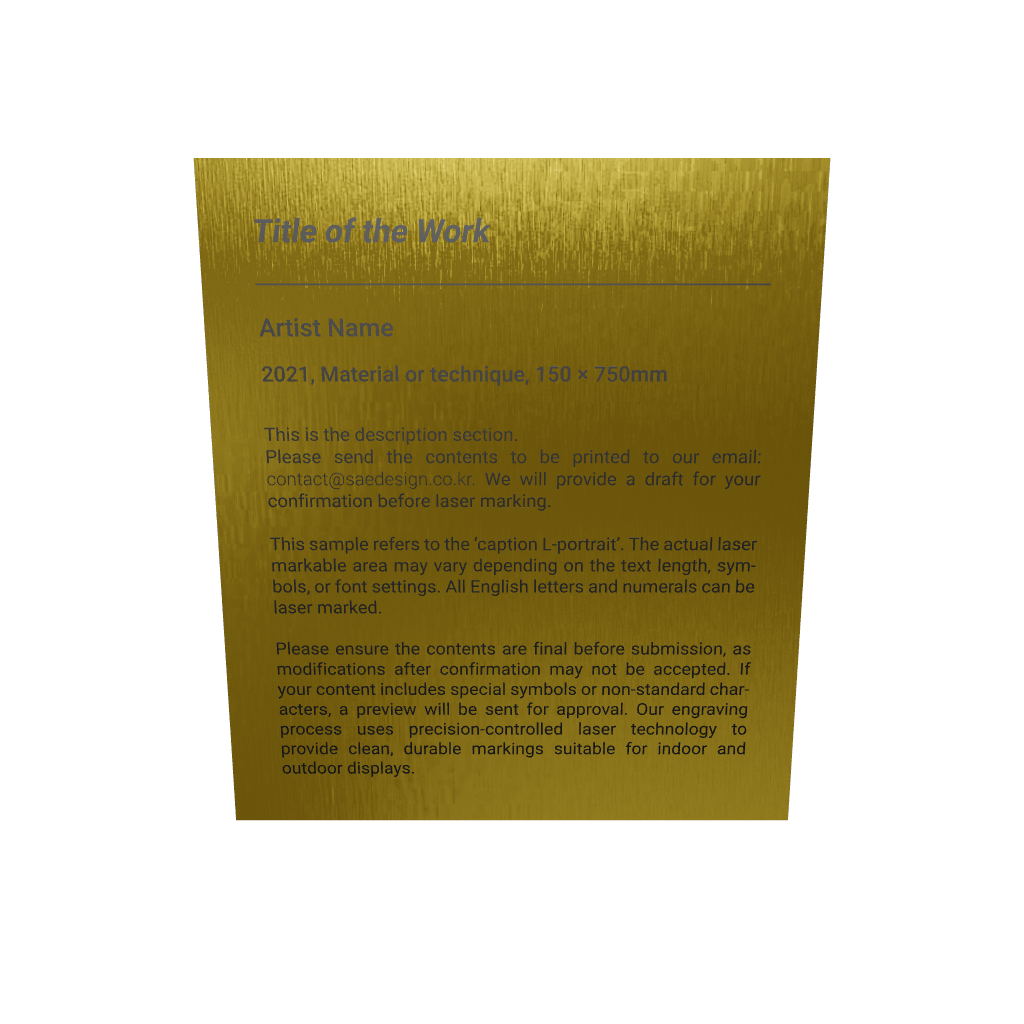 Stainless steel caption plate, gold, 130×150mm from SIDE collection
