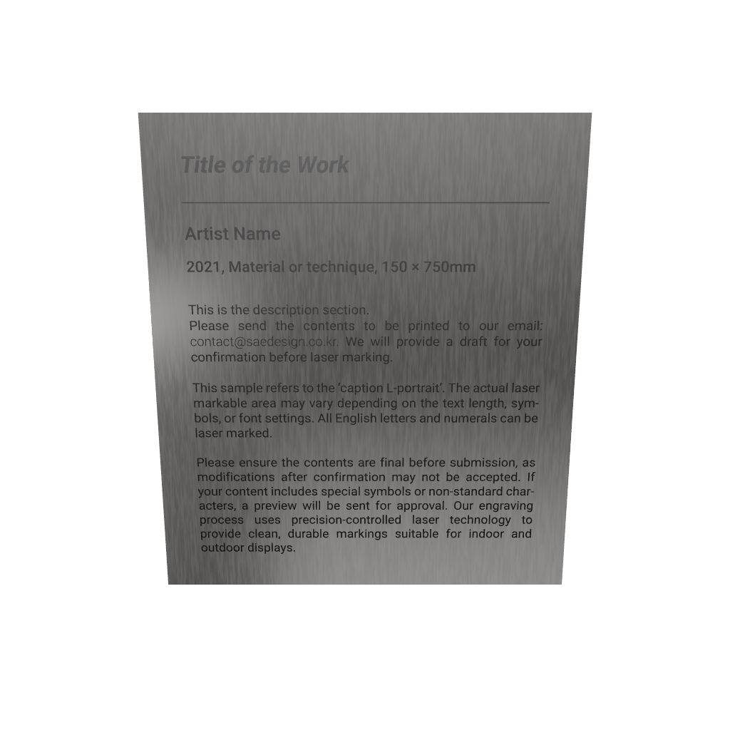 Stainless steel caption plate, silver, 130×150mm from SIDE collection
