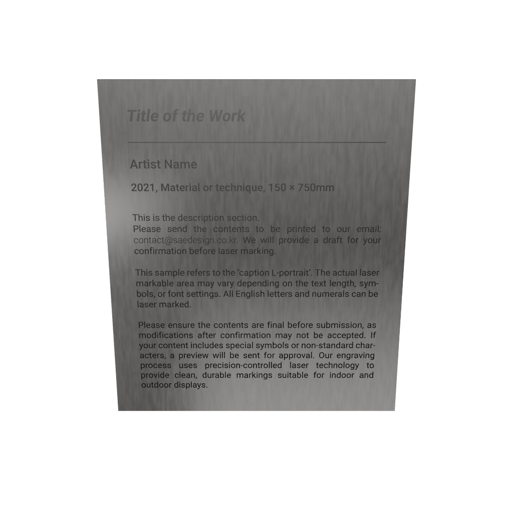 Stainless steel caption plate, silver, 130×150mm from SIDE collection
