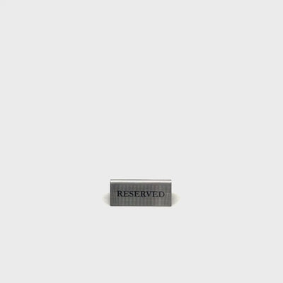 Stainless steel table tent POP plate, silver, 70×25×30mm
